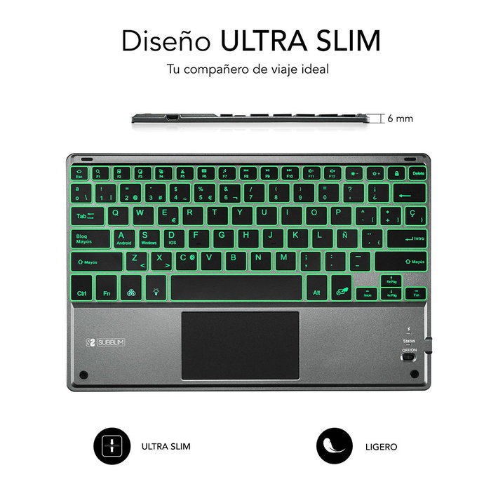 Subblim Teclado Smart Backlit con Touchpad Gris Subblim Teclado Smart Backlit con Touchpad Gris